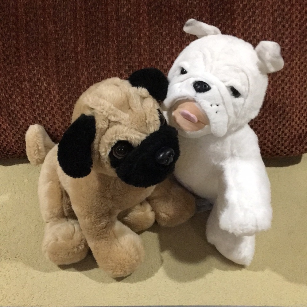 Plush Dog Toy Set - Tan and White